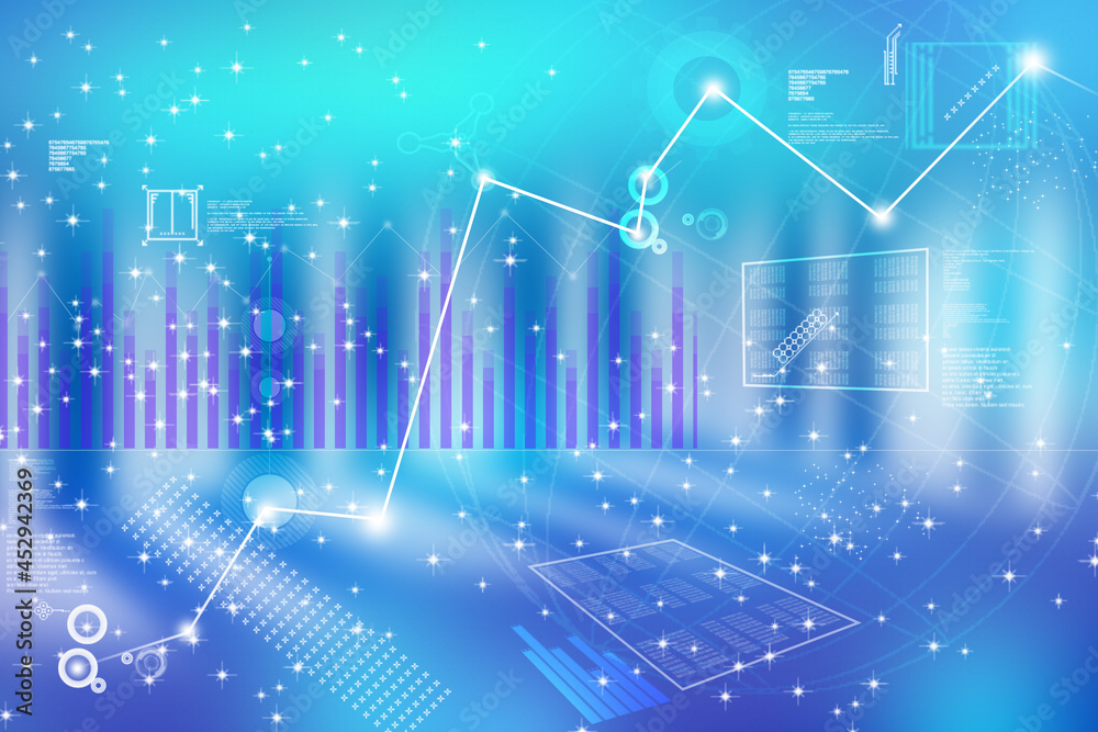 Fototapeta premium 2d illustration futuristic business background graph concept