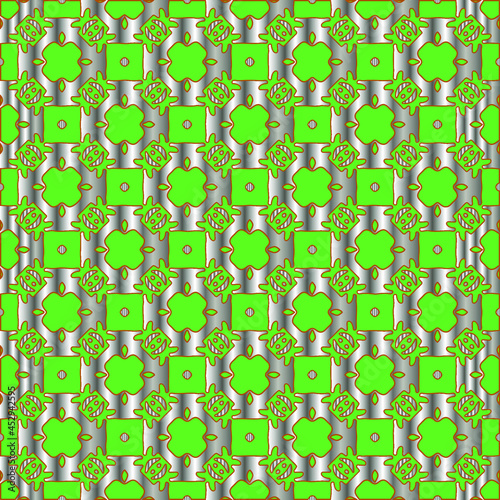  metal pattern on a green background. pattern for fabric, wallpaper, packaging. Decorative print.