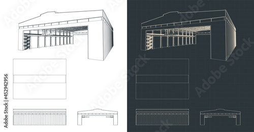 Large industrial hangar blueprints