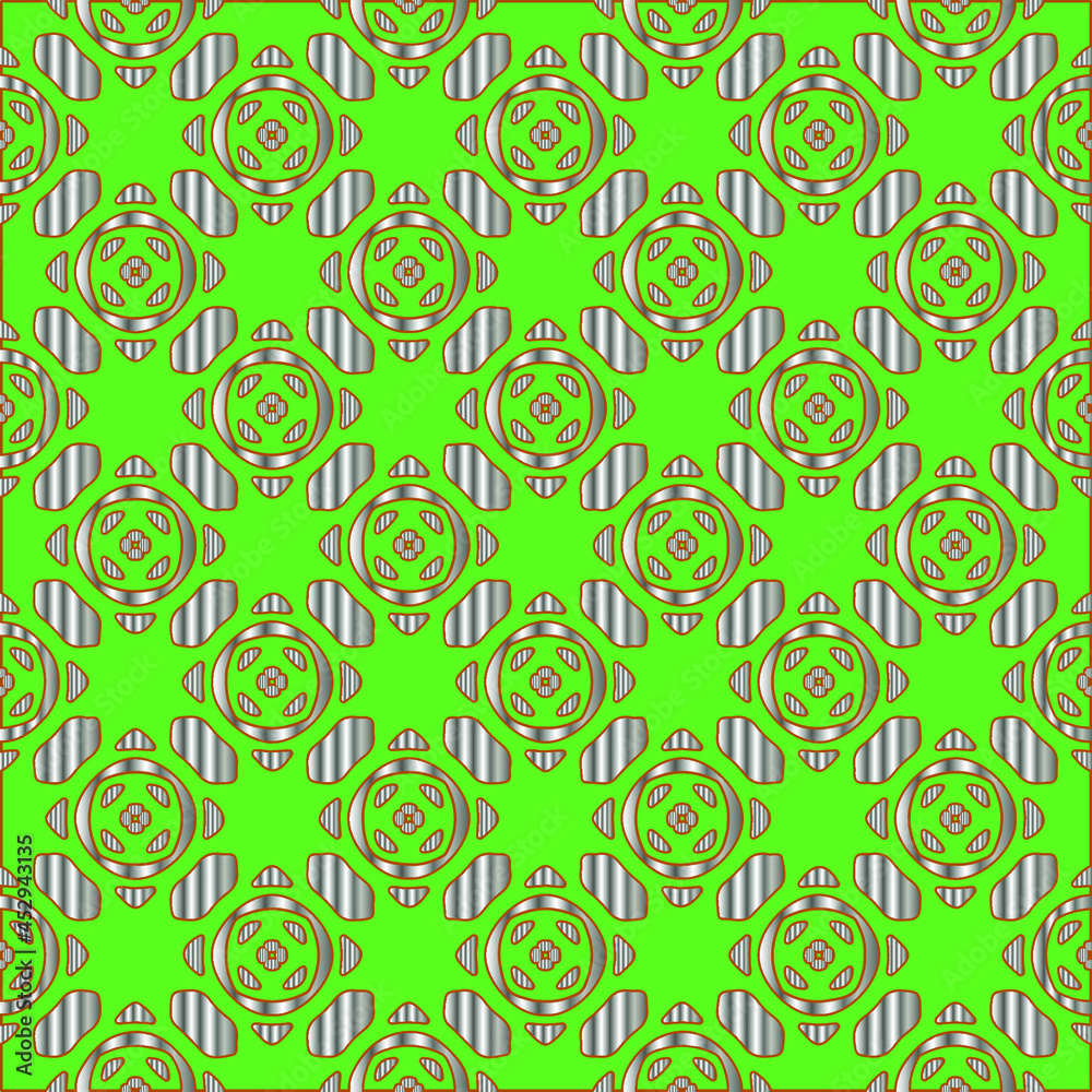 metal pattern on a green background. pattern for fabric, wallpaper, packaging. Decorative print. metal pattern on a green background. pattern for fabric, wallpaper, packaging. Decorative print.