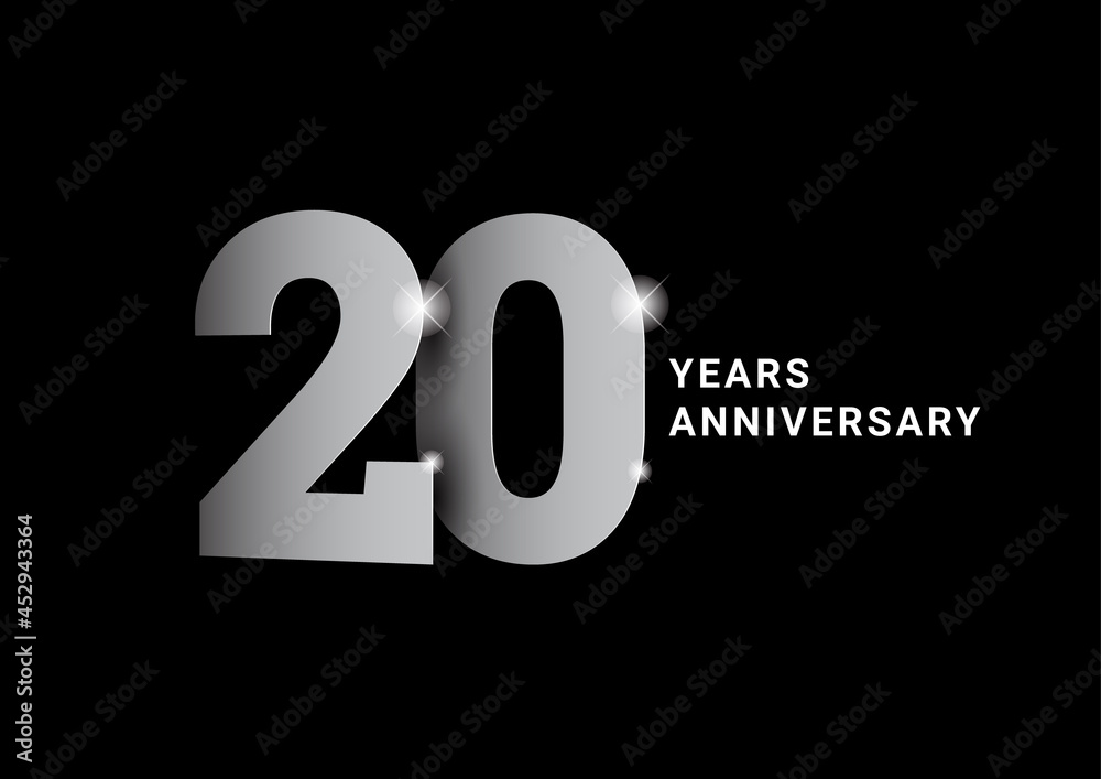 Anniversary 20. silver number. Poster template Anniversary 20. silver number. Poster template