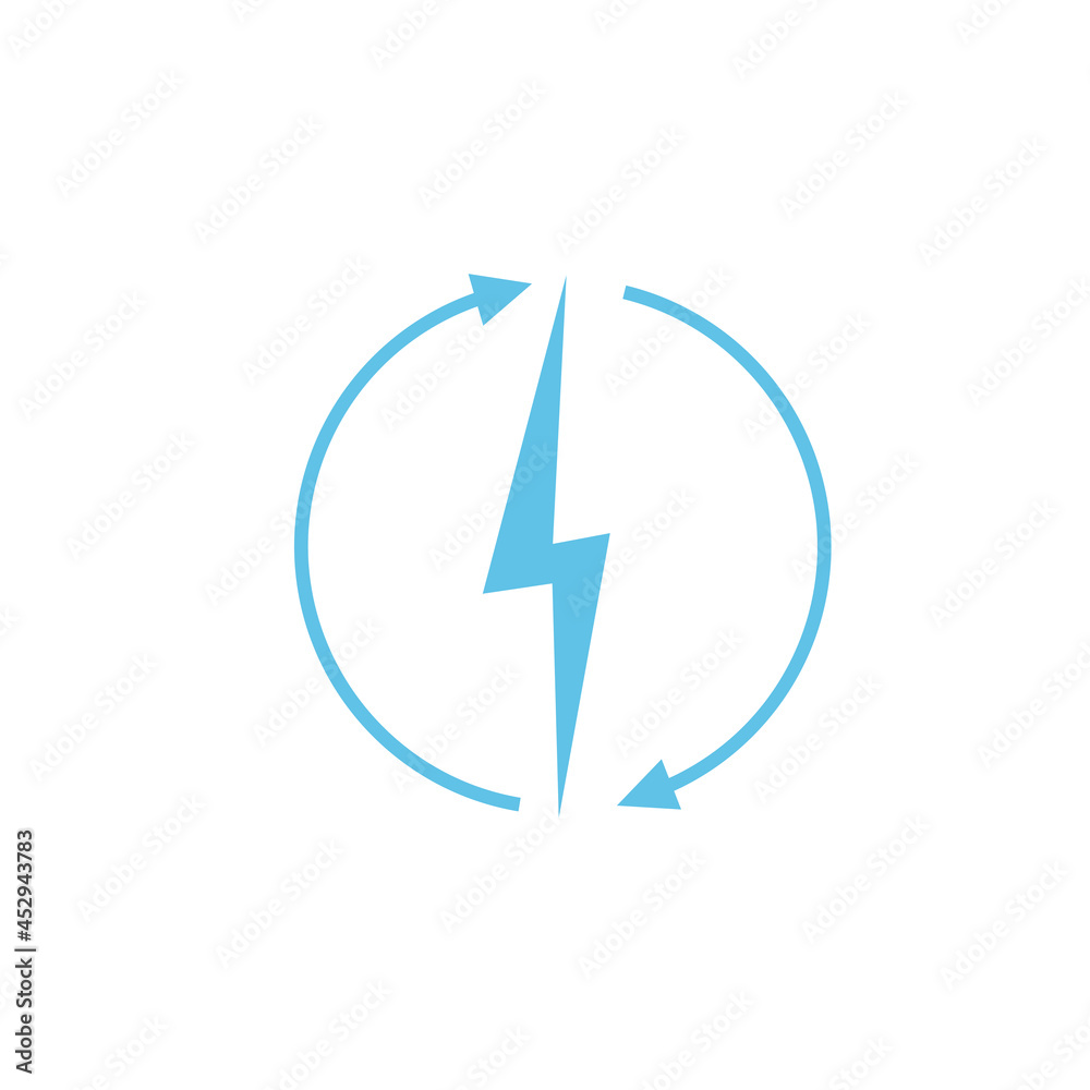 Renewable energy icon, graphic design template, lightning bolt, vector illustration Renewable energy icon, graphic design template, lightning bolt, vector illustration