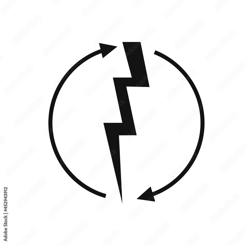 Renewable energy icon, graphic design template, lightning bolt, vector illustration Renewable energy icon, graphic design template, lightning bolt, vector illustration
