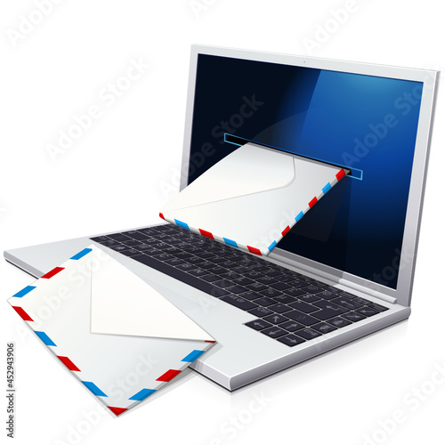 Laptop with receiving email message