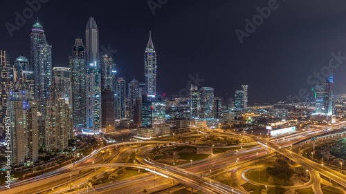 Wallpaper Mural Dubai Marina highway intersection spaghetti junction night timelapse Torontodigital.ca