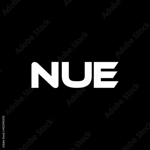 NUE letter logo design with black background in illustrator, vector logo modern alphabet font overlap style. calligraphy designs for logo, Poster, Invitation, etc.