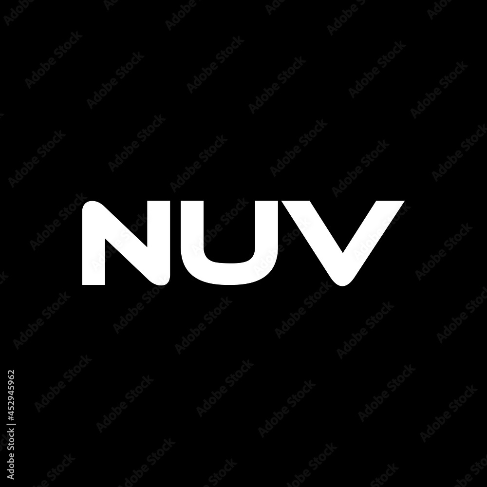 NUV letter logo design with black background in illustrator, vector logo modern alphabet font overlap style. calligraphy designs for logo, Poster, Invitation, etc.