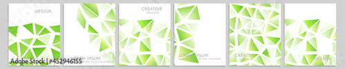 Set of vector cover notebook design. Abstract green minimal triangles halftone template design for notebook paper, copybook brochures, book, magazine. Planner and diary cover for print