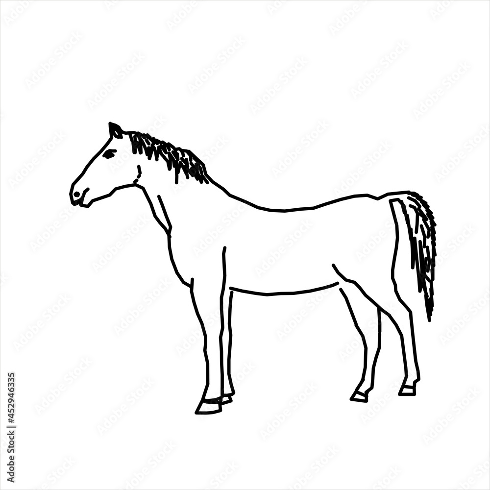 Vector design of horse sketch seen from the side