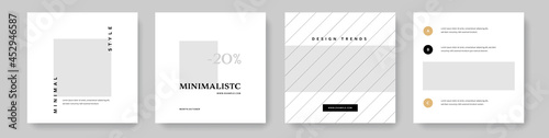 Minimalist business social media, clean and editable layouts for instagram and facebook, square templates for company, corporate graphic with place for photos