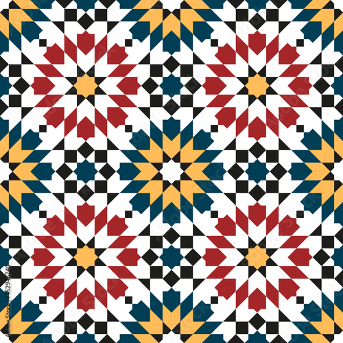 Geometric Islamic Seamless Pattern for decoration greeting card or interior. Vector Illustration.
