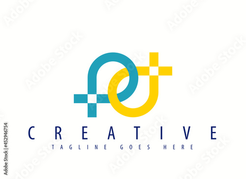 Abstract spiral logotype. wave circle logo symbol. Vector icon in yellow and turquoise