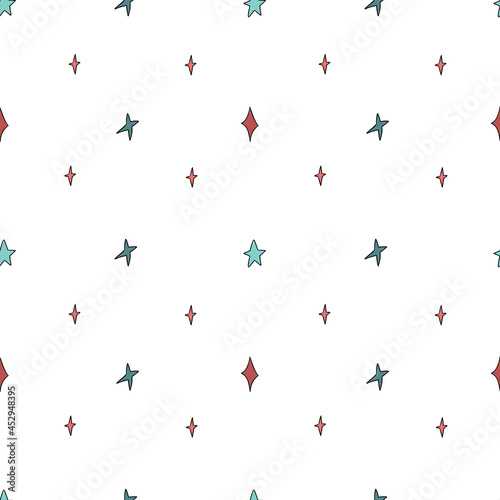 Seamless pattern with hand drawn stars. Cute design for Halloween decorations. Vector seamless pattern. Vector illustration