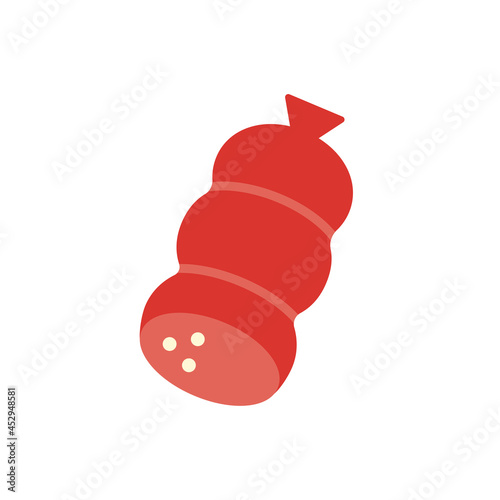 Sausage meatloaf icon. Vector isolated illustration. Flat color icon contour shape. Modern glyph design. Meat products. Food ingredients