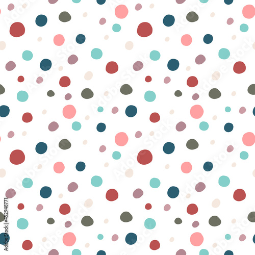 Seamless pattern with hand drawn polka dot. Cute design textille design, scrapbook paper. Vector seamless pattern. Vector illustration