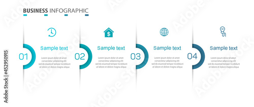 Business  infographic design template with 4 options. Can be used for workflow layout, diagram, annual report, web design, steps or processes 
