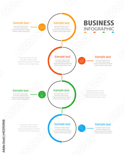 Business  infographic design template with 4 options. Can be used for workflow layout, diagram, annual report, web design, steps or processes 