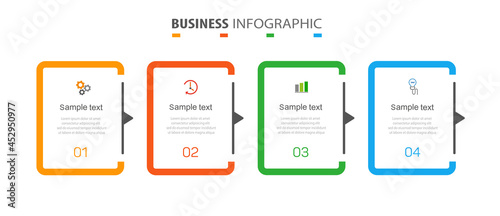 Business infographic design template with 4 options. Can be used for workflow layout, diagram, annual report, web design, steps or processes 