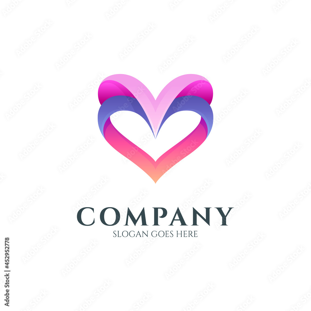 Love or heart gradient logo