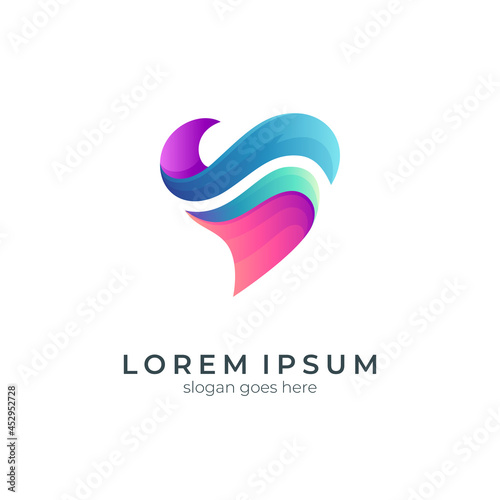 Love ocean logo design concept