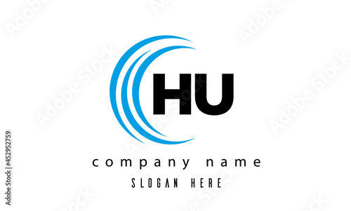 technology HU latter logo vector