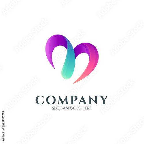 Love letter M creative logo concept