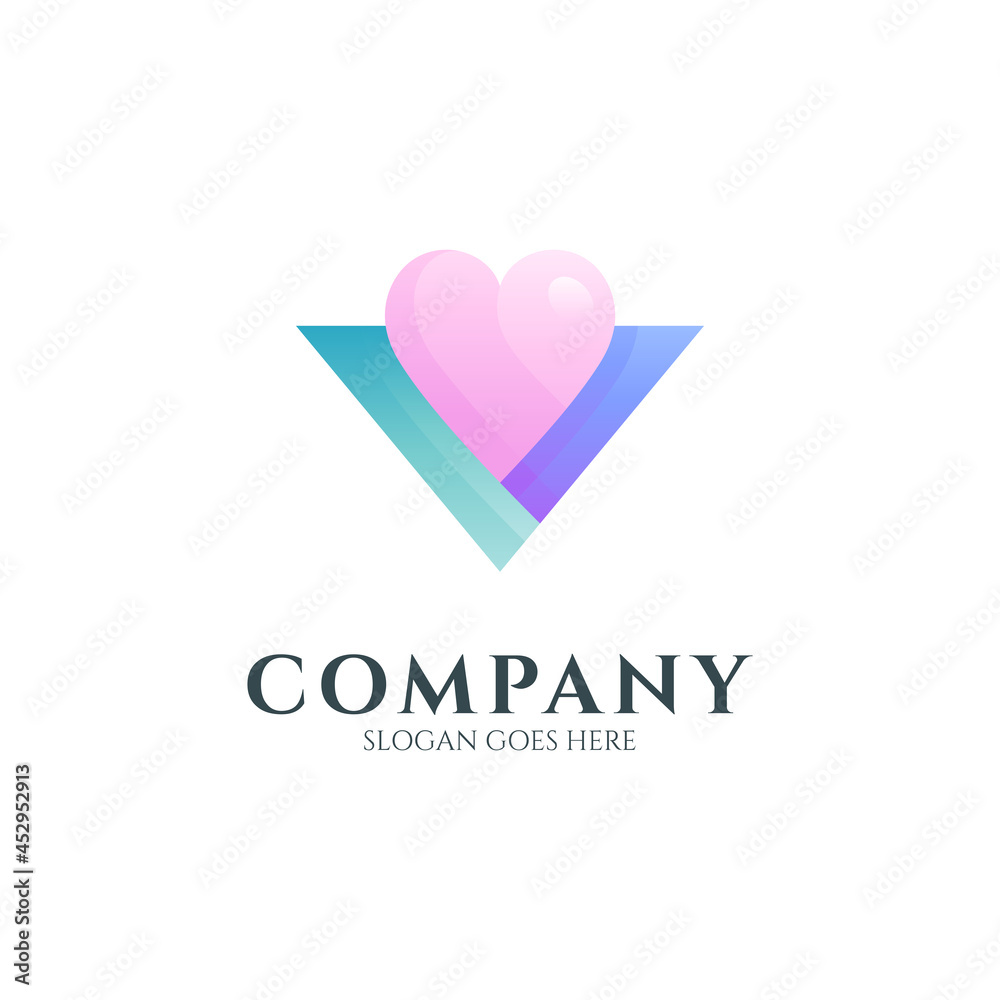 Love letter V logo template