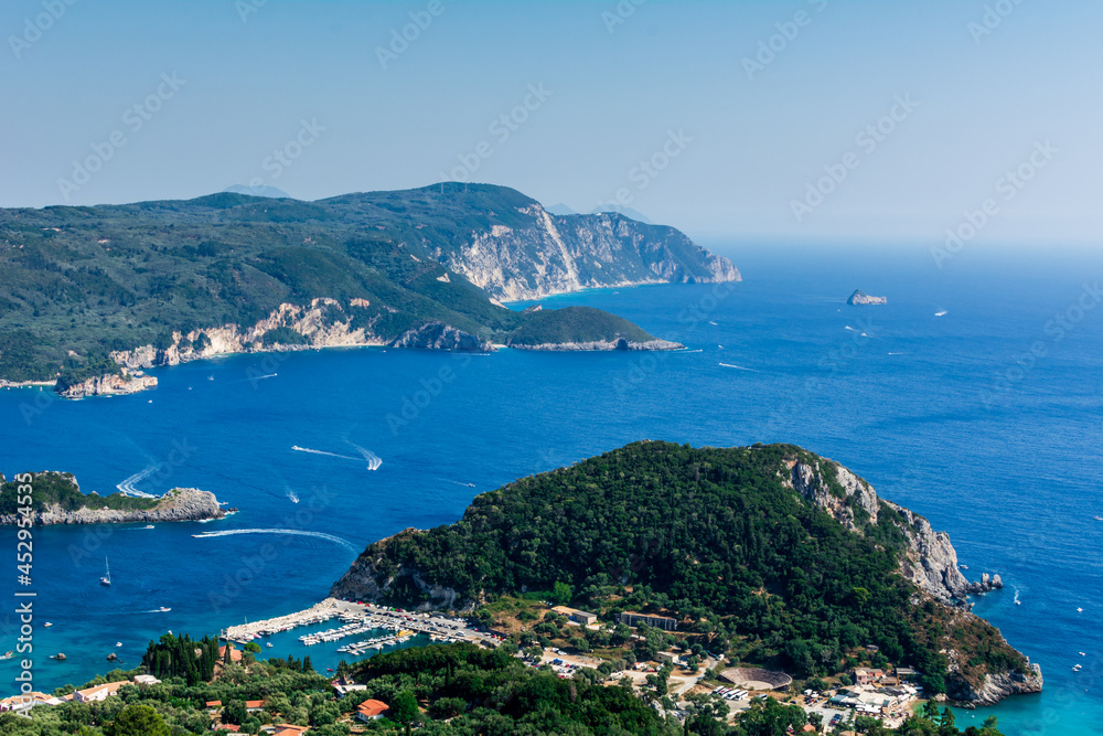 View of Paleokastritsa bay in Corfu, Greece View of Paleokastritsa bay in Corfu, Greece