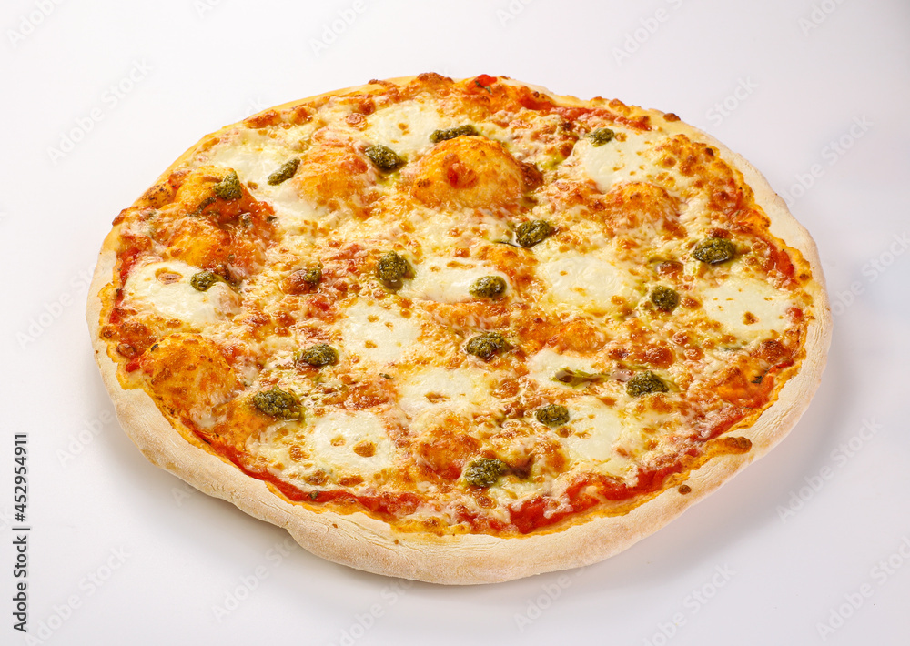 Italian Pizza with mozzarella and pesto