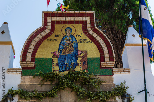 Corfu, Greece. Theotokos Monastery also known as Paleokastritsa Monastery. photo