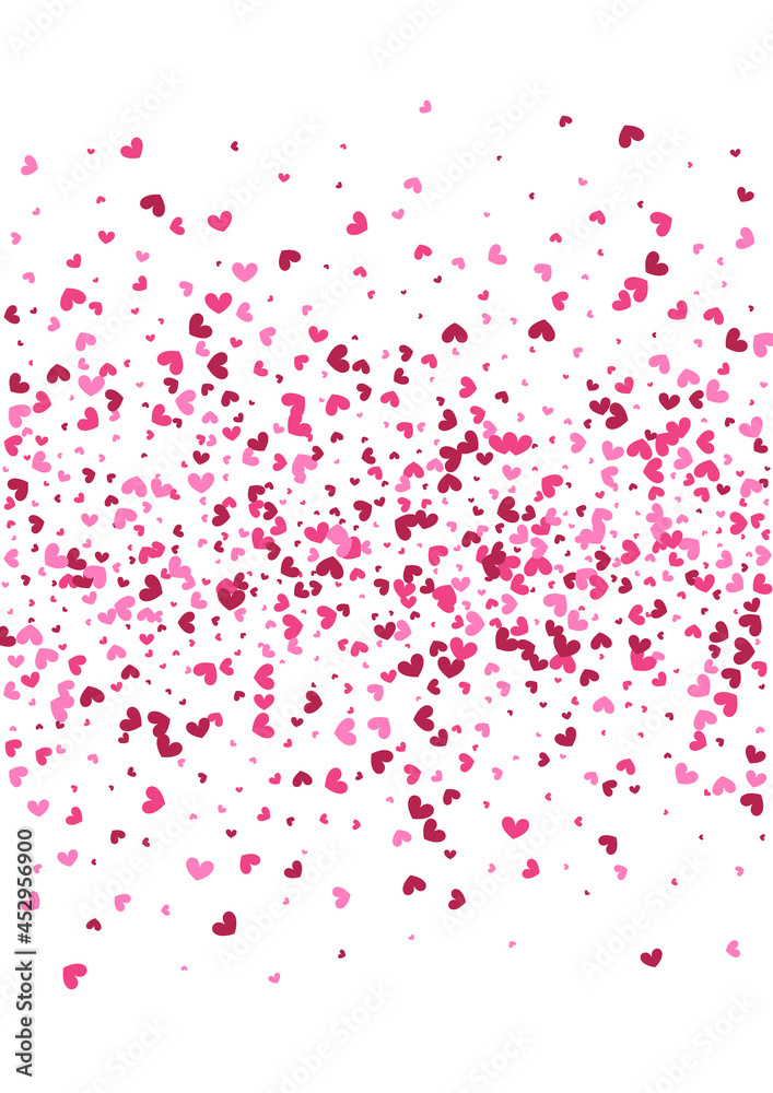 Red Valentine Confetti Illustration. Purple Anniversary Frame. Rose Heart Romantic. Pink Small Texture. Happy Background.