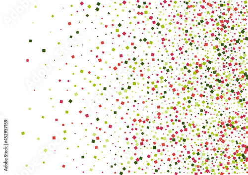 Dot Green Light Wallpaper. Fun Geometric Background. Red Color Rhombus Frame. Square Explosion Illustration.