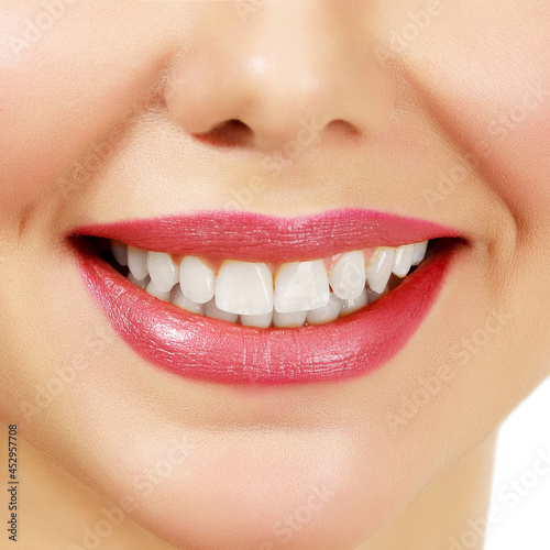  woman smile against white background