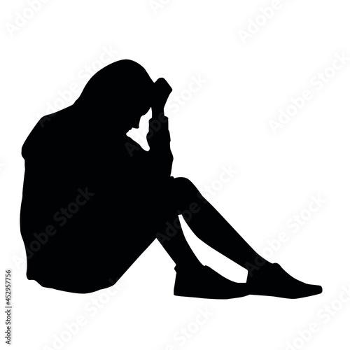 Silhouette Of Sad And Depressed Person