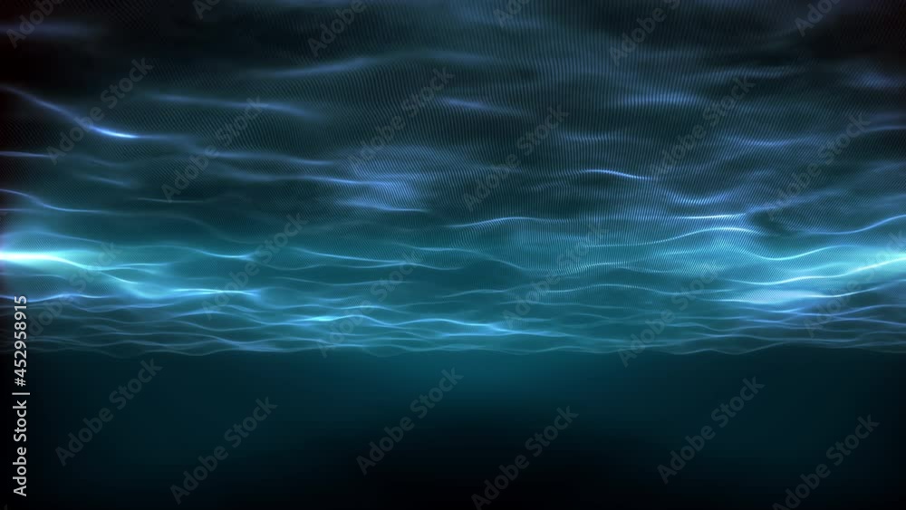 Abstract 3D rendering technology dark blue digital cloud wave ...
