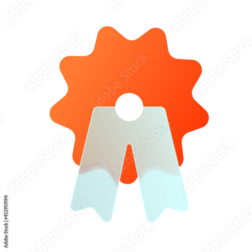 Vector modern trend icon in the style of glassmorphism with gradient, blur and transparency. certificate or award symbol and icon