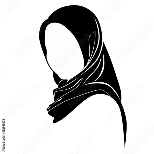 hijab silhouette illustration, a simple flat design