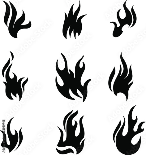 Sketch fire doodle set for web background design. Vector illustration design element set. Doodle sketch design elements. Web banner. Vector flame illustration.