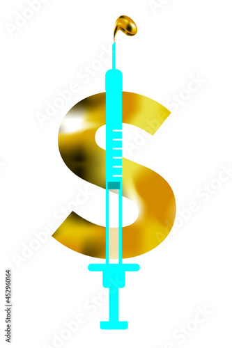 Lettre S de Dollar qui illustre les profits li  s    la production de vaccins par les laboratoires