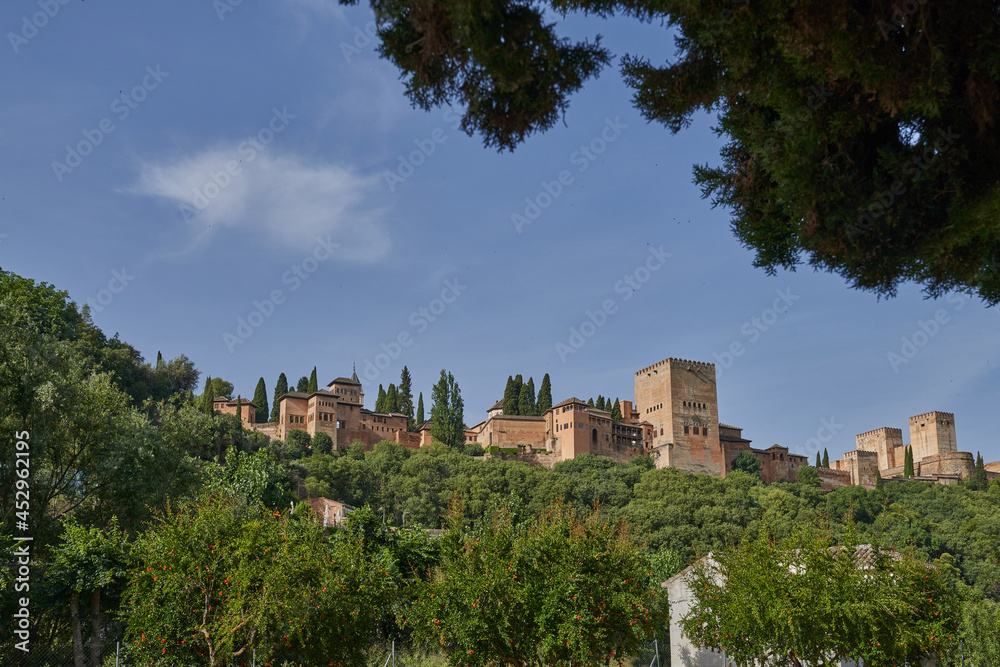 View of the Alhambra in Granada in Spain