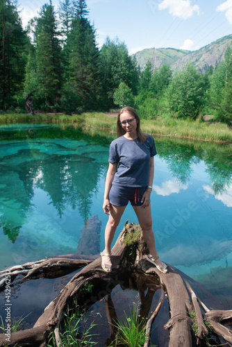 Woman at Beautiful Geyser l...