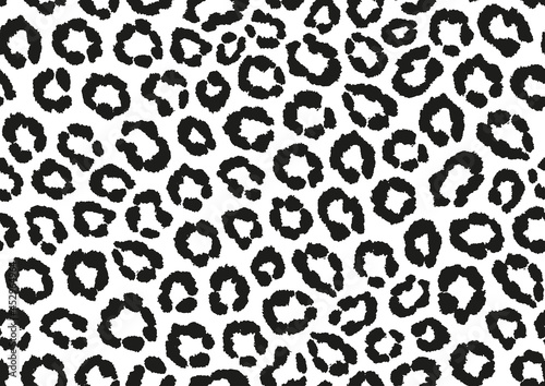 Leopard skin fashion print for clothes, textile, fabric, wallpaper. Animal skin seamless pattern in black and white.