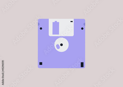 Floppy disc icon, old technologies, flat vector illustration