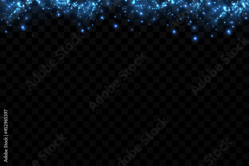 Bright blue sparkling particles. Background decoration.