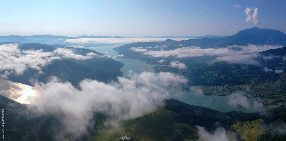 Bicaz lake and Ceahlau mountain landscape, Romania