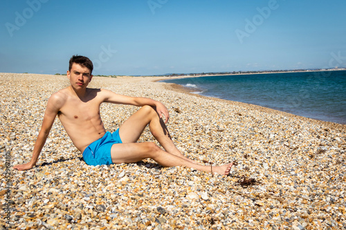 Relaxing on a beach next to the sea
