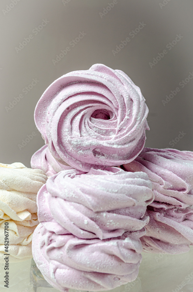 The marshmallow is curly in a glass vase. High quality photo The marshmallow is curly in a glass vase. High quality photo