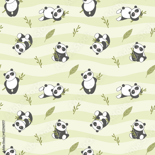 Cute panda, seamless pattern, infant print for fabric, vector