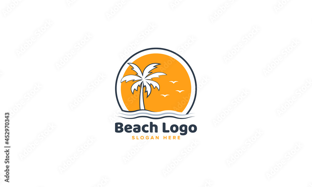 Sun Beach Logo Vector Template Sun Beach Logo Vector Template