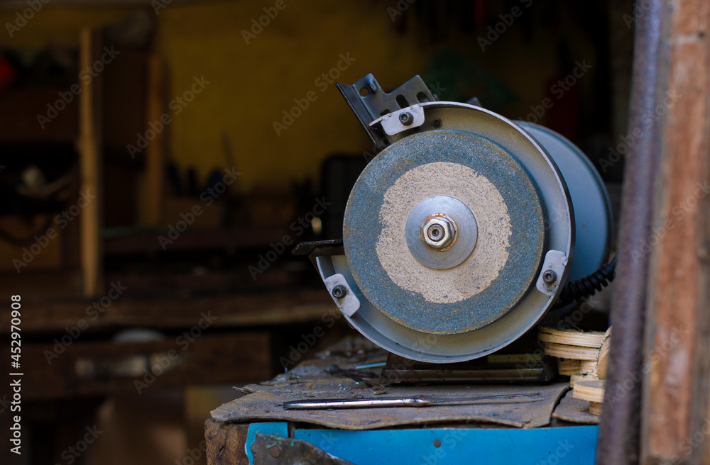 grinding machine in an old workshop
